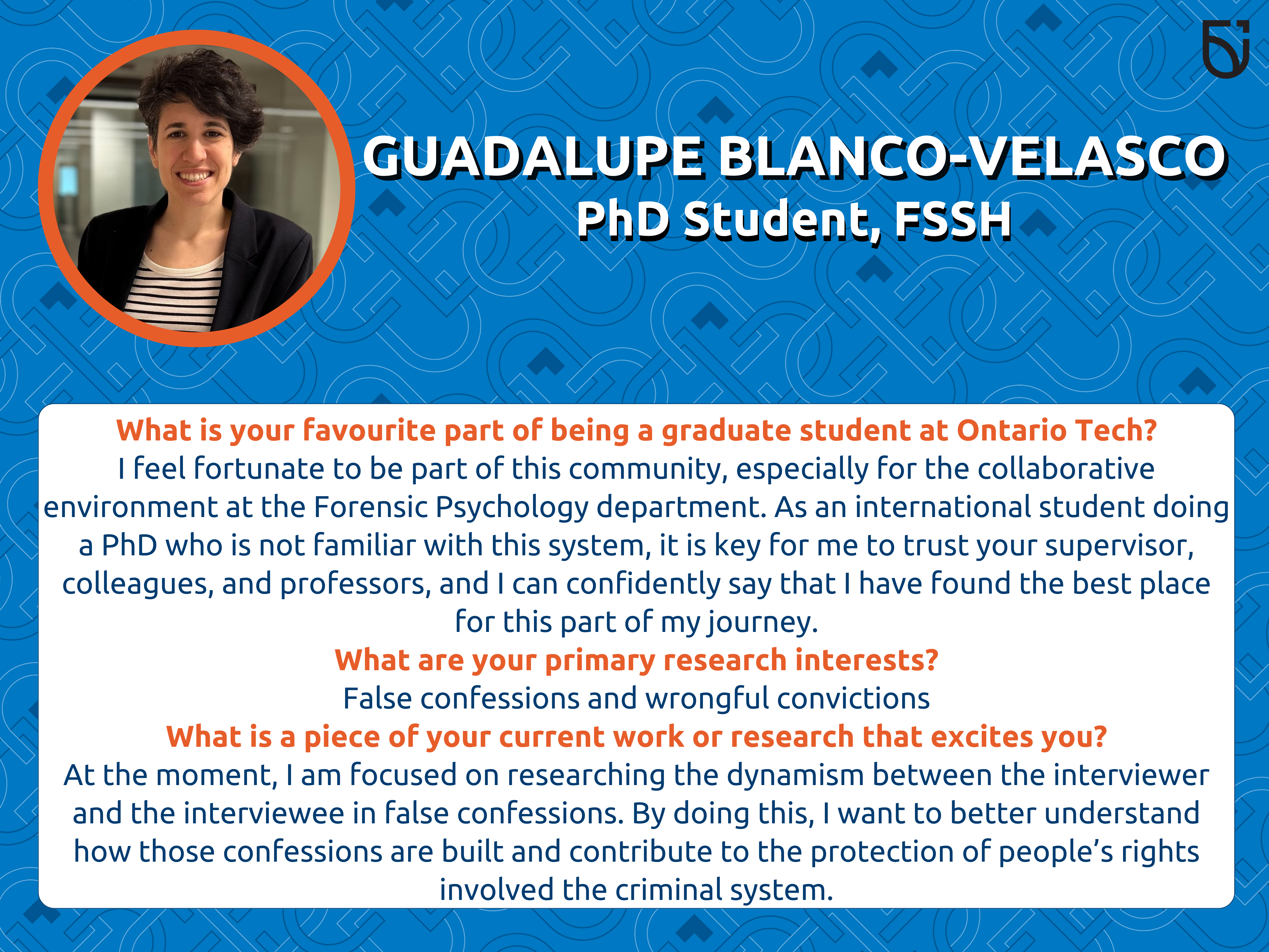 This photo is a Women’s Wednesday feature of Guadalupe Blanco-Velasco, a PhD student in the Faculty of Social Science and Humanities.