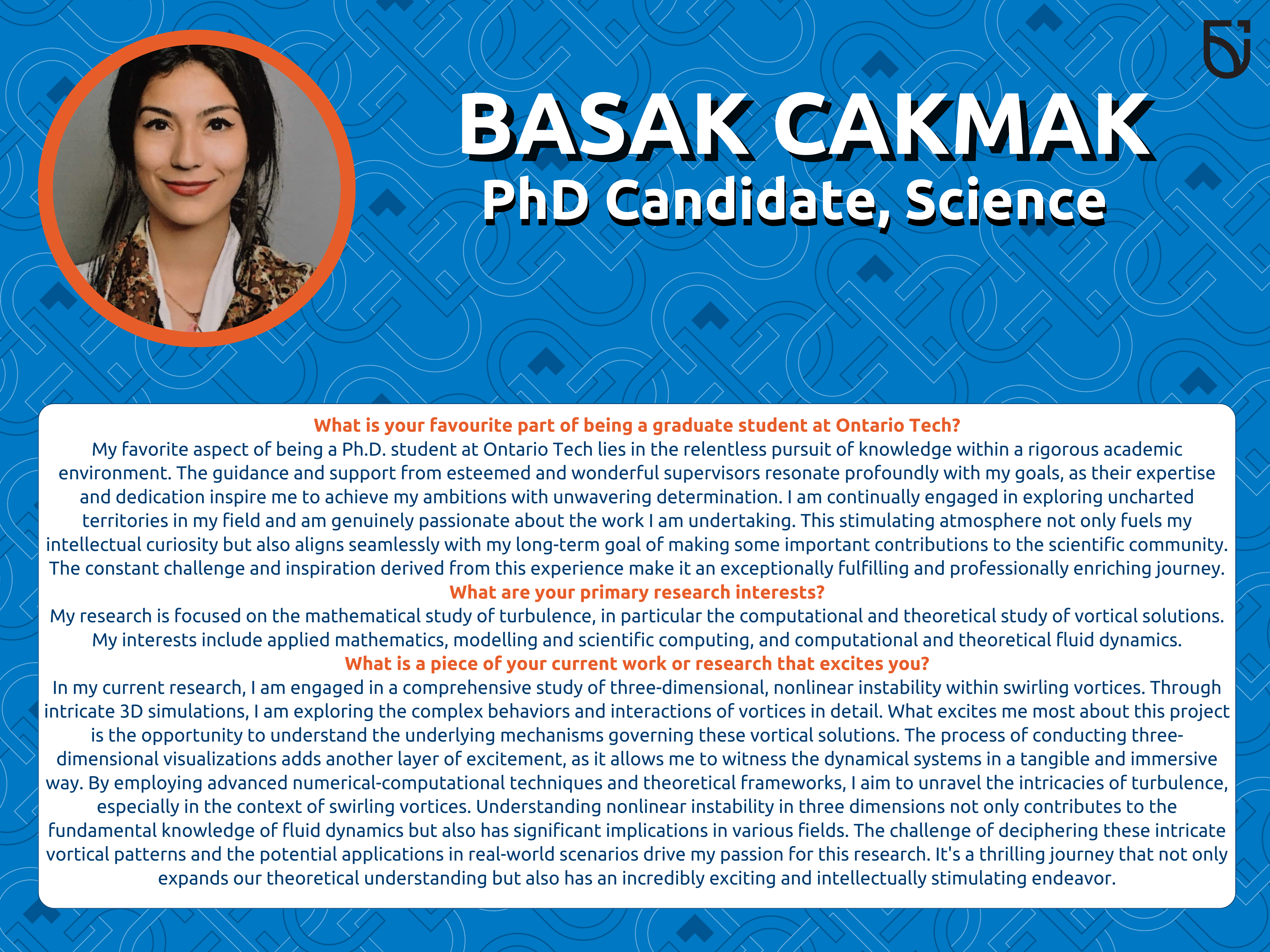 This photo is a Women’s Wednesday feature of Basak Cakmak, a PhD Candidate in the Faculty of Science