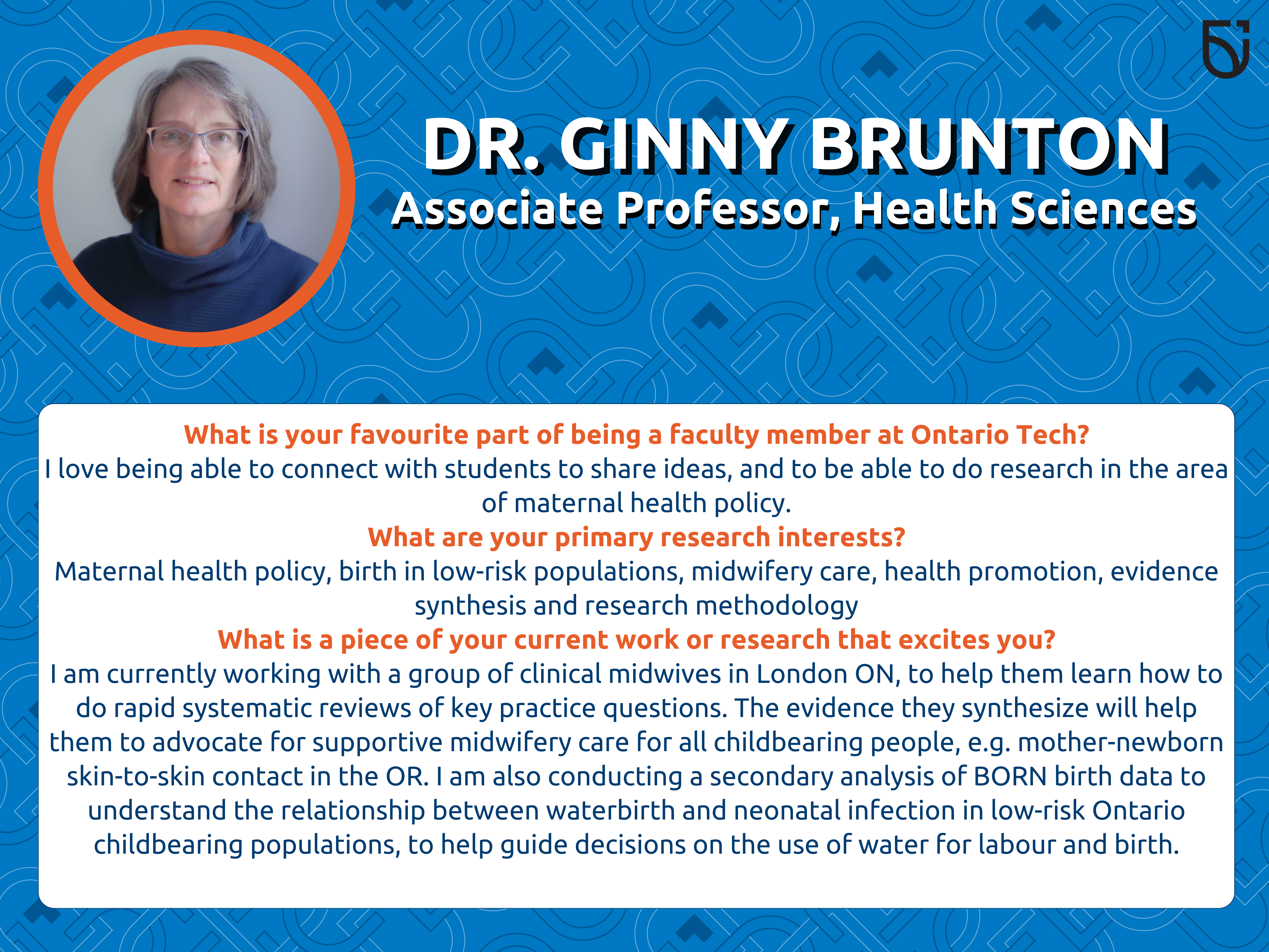 This photo is a Women’s Wednesday feature of Dr. Ginny Brunton, an Associate Professor in the Faculty of Health Sciences