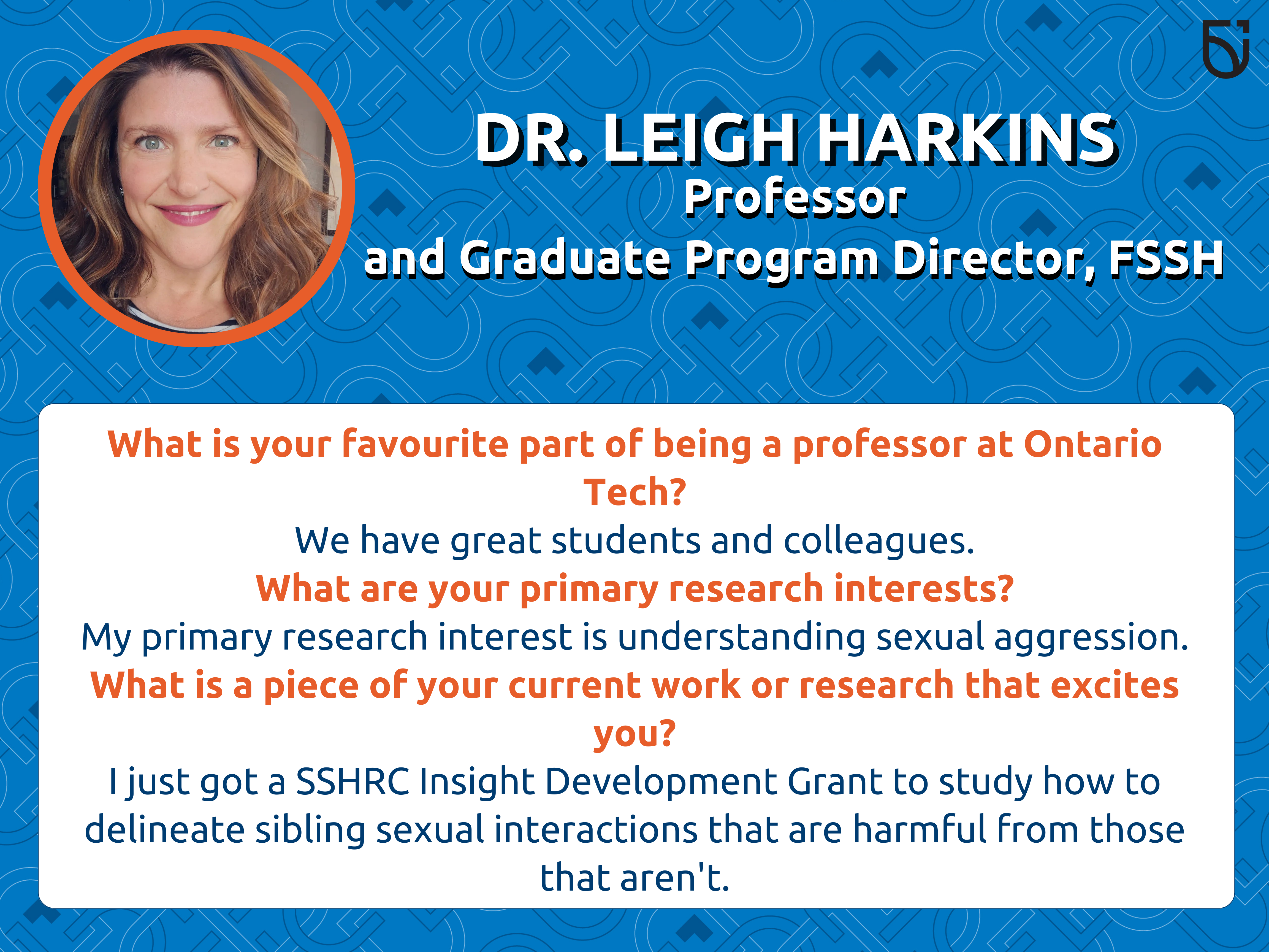 This photo is a Women’s Wednesday feature of Dr. Leigh Harkins, a Professor in the Faculty of Social Science and Humanities