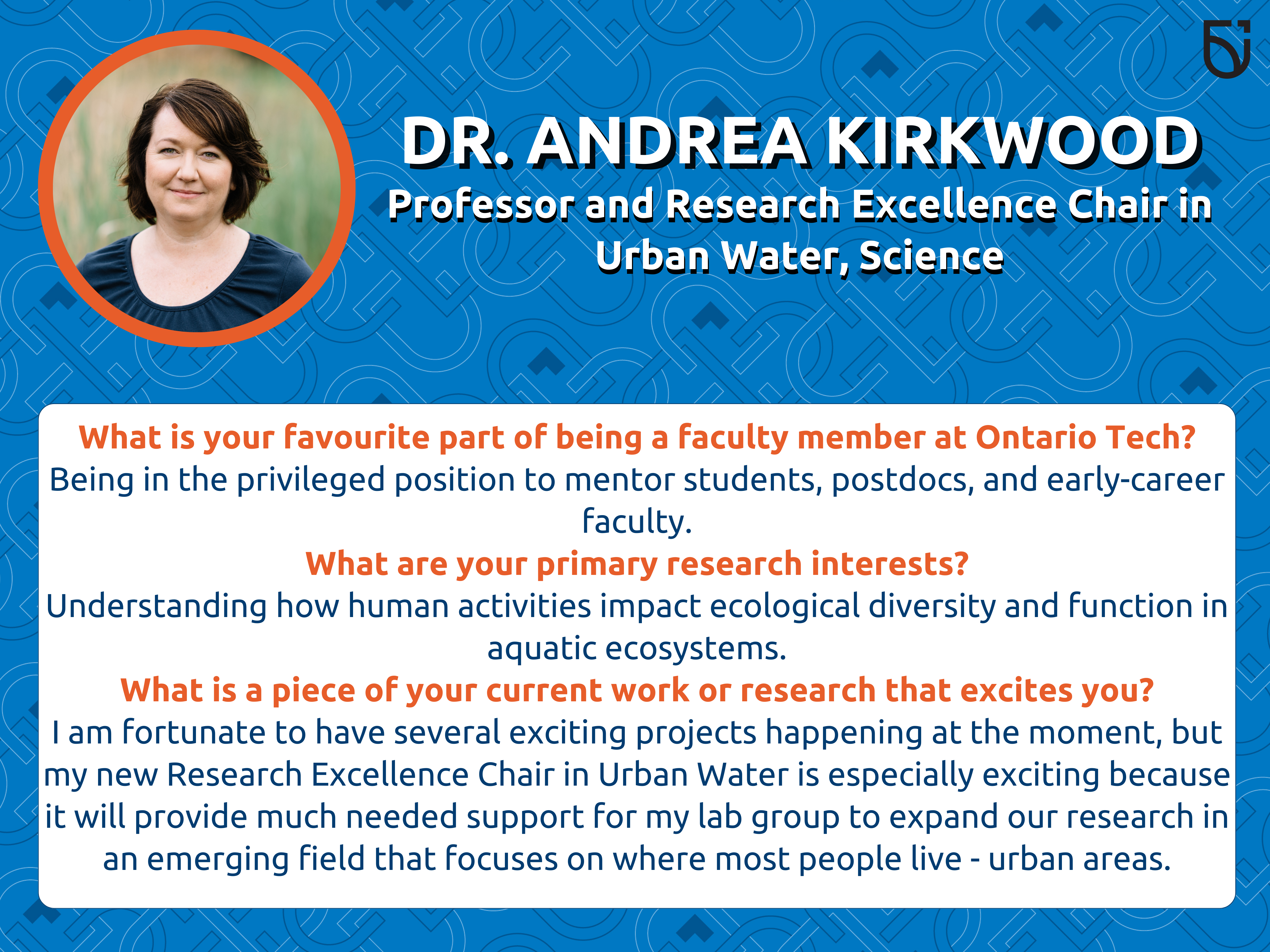 This photo is a Women’s Wednesday feature of Dr. Andrea Kirkwood, a Professor in the Faculty of Science