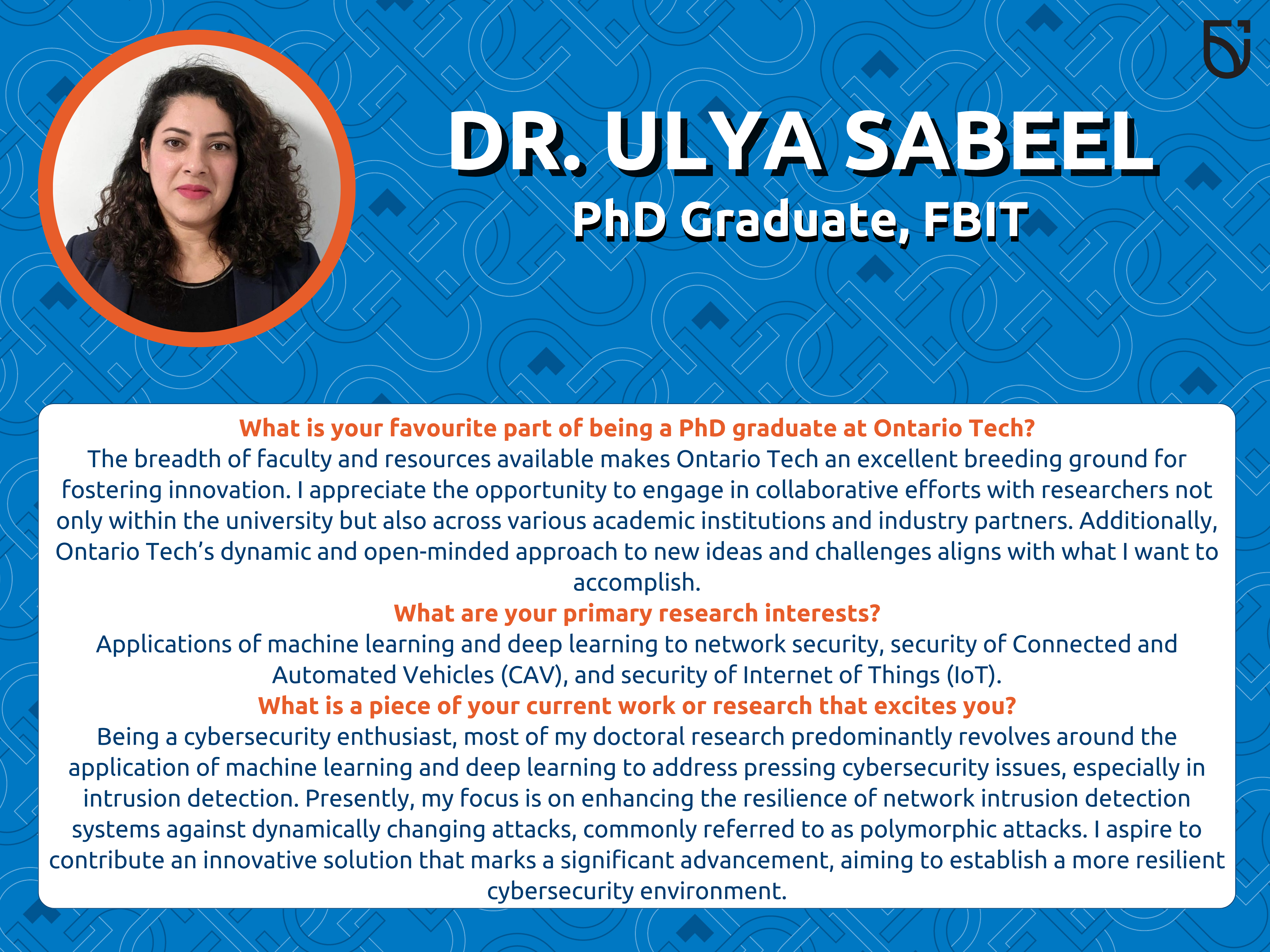 This photo is a Women’s Wednesday feature of Dr. Ulya Sabeel, a PhD graduate in the Faculty of Business and IT