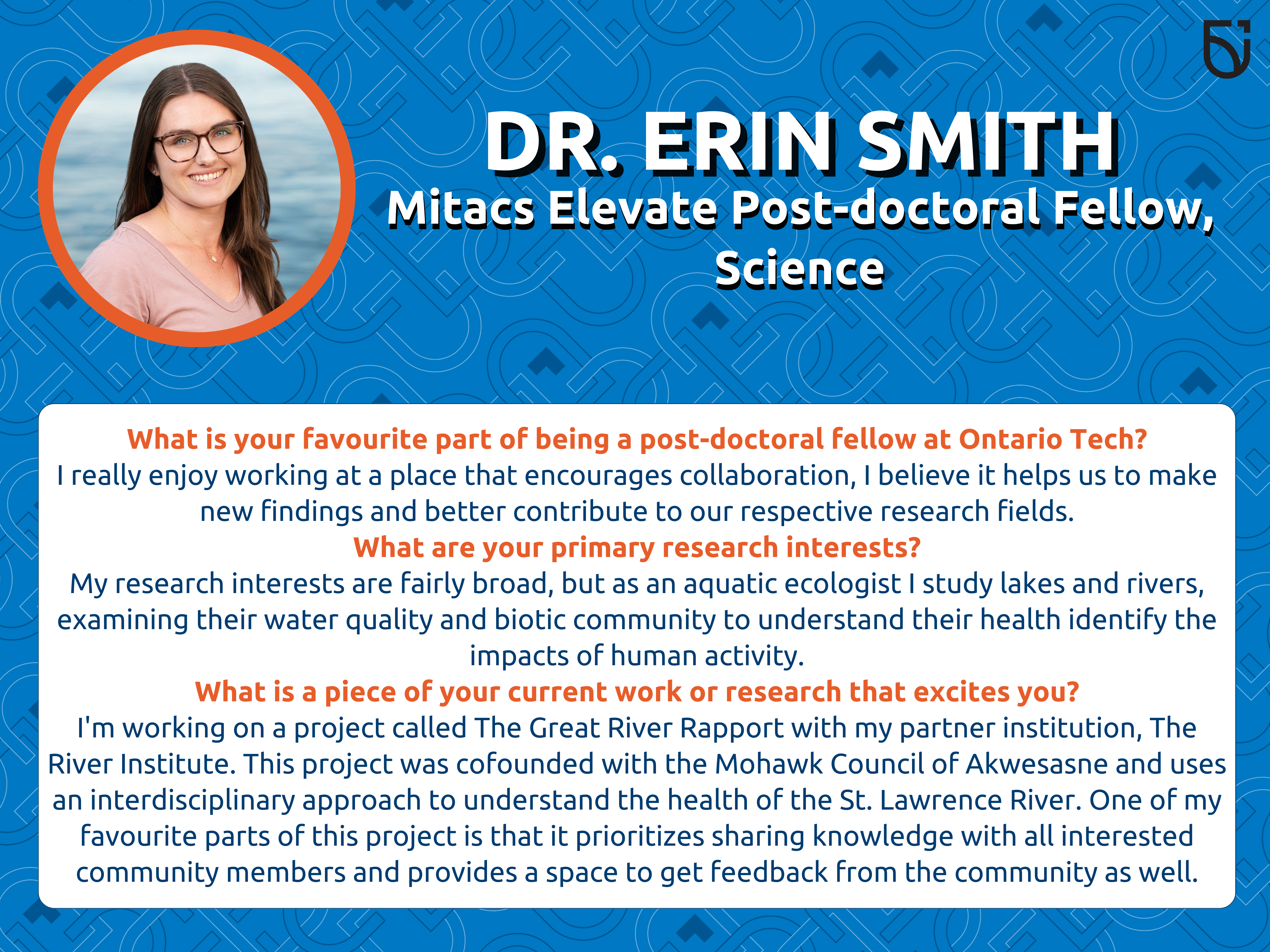 This photo is a Women’s Wednesday feature of Dr. Erin Smith, a Mitacs Elevate Post-doctoral Fellow in the Faculty of Science.