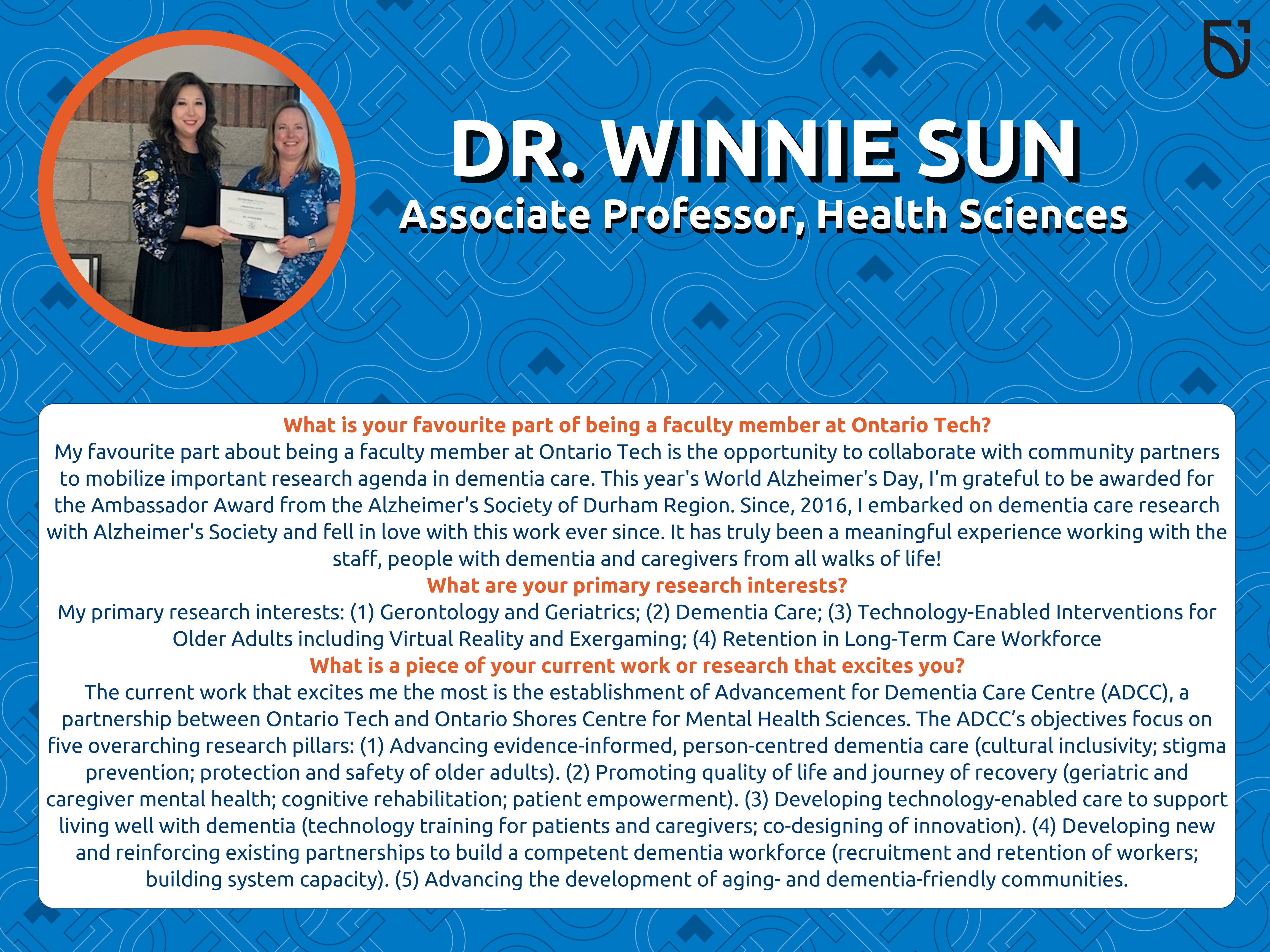 This photo is a Women’s Wednesday feature of Dr. Winnie Sun, an Associate Professor in the Faculty of Health Sciences