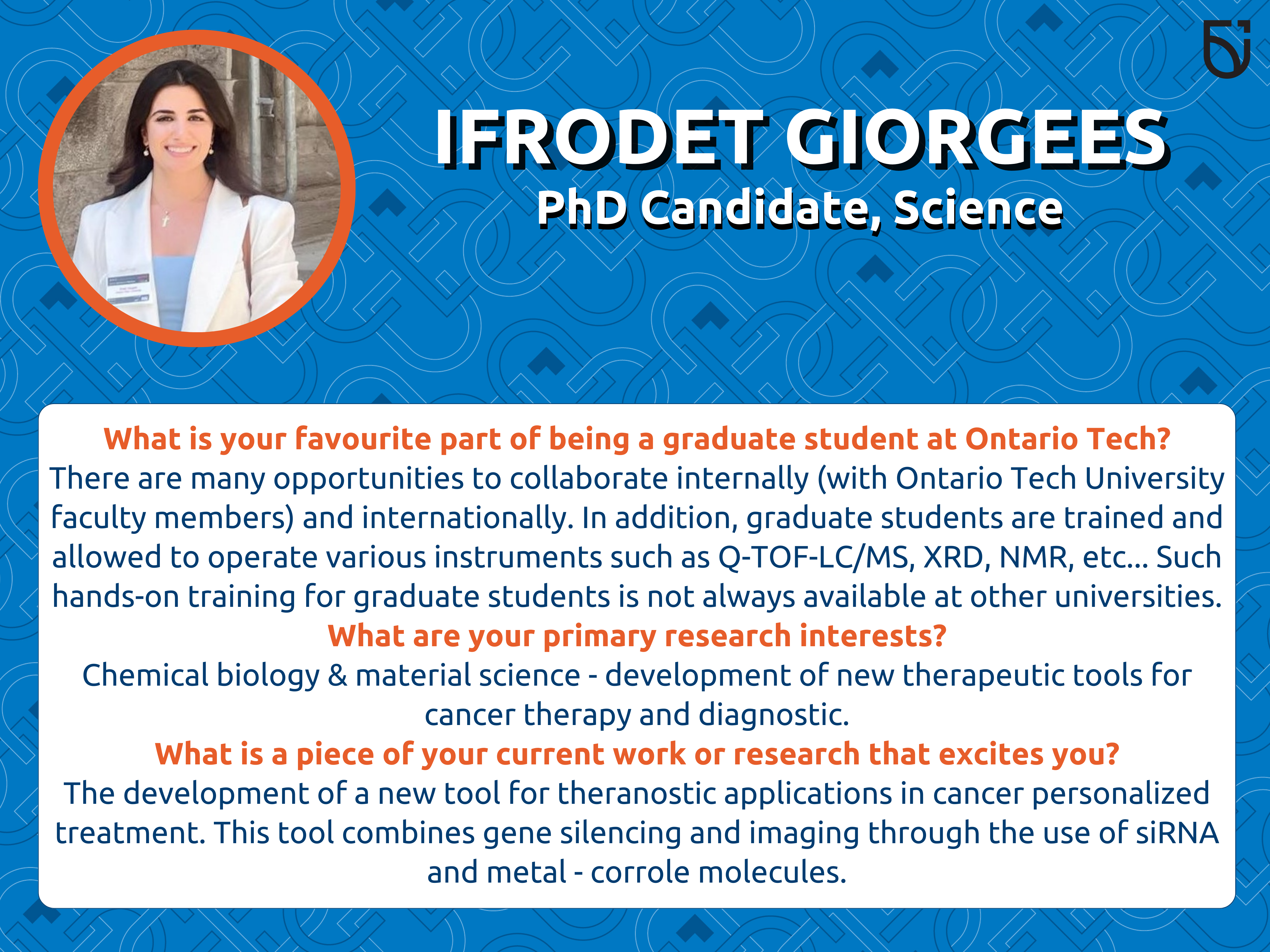 This photo is a Women’s Wednesday feature of Ifrodet Giorgees, a PhD Candidate in the Faculty of Science