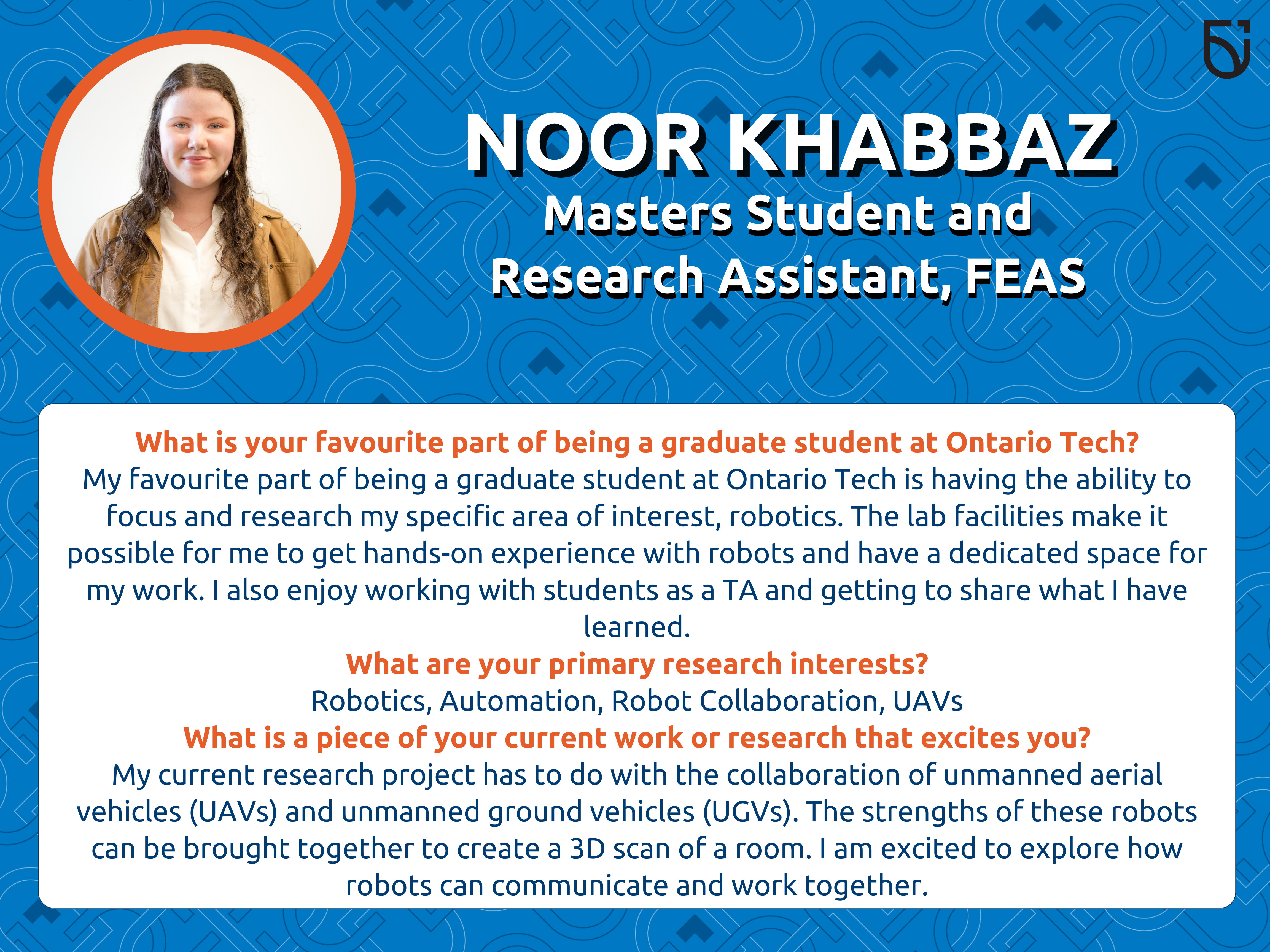 This photo is a Women’s Wednesday feature of Noor Khabbaz, a Masters Student and Research Assistant in the Faculty of Engineering and Applied Science
