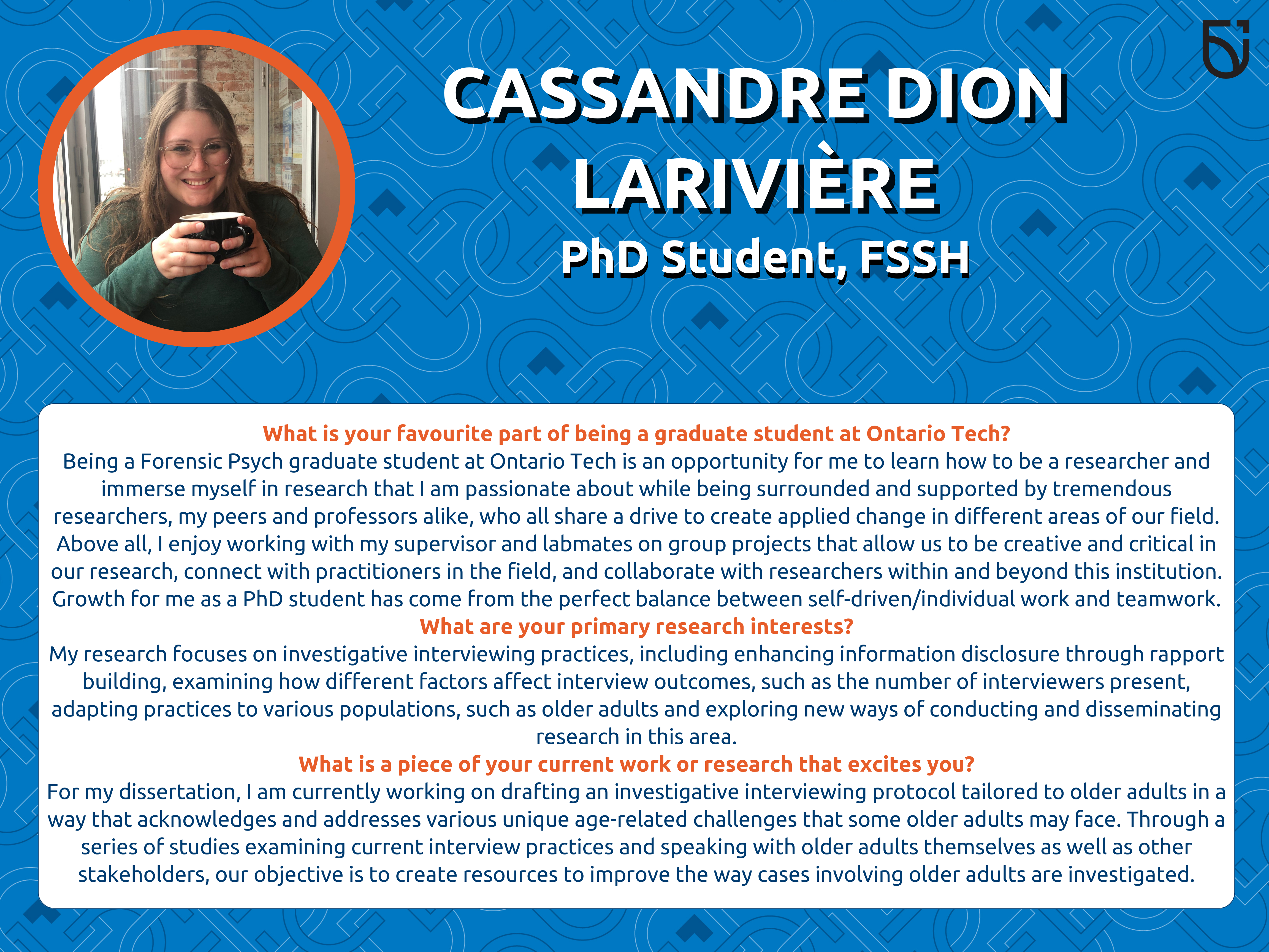 This photo is a Women’s Wednesday feature of Cassandre Dion Larivière, a PhD student in the Faculty of Social Science and Humanities.