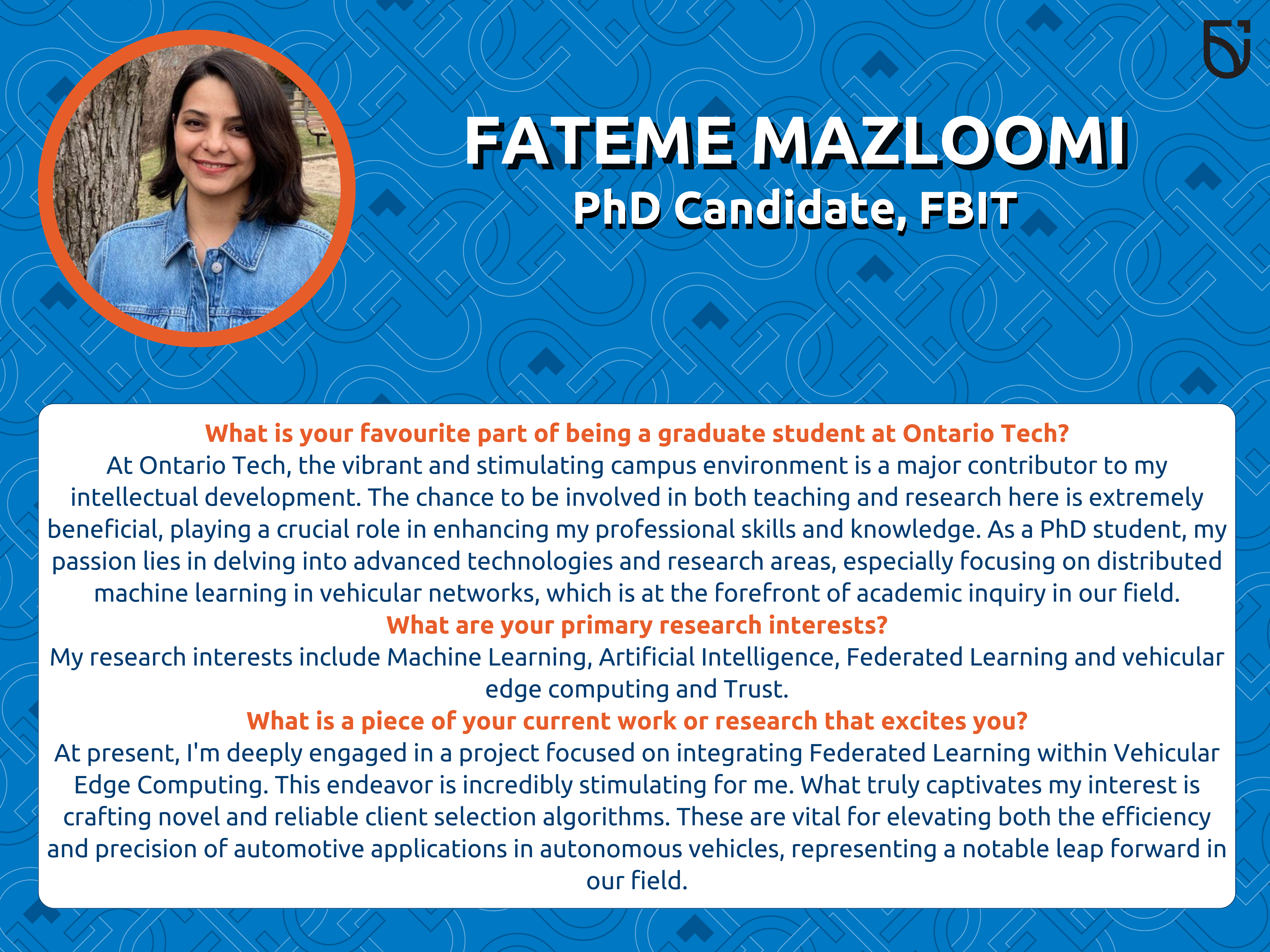 This photo is a Women’s Wednesday feature of Fateme Mazloomi, a PhD student in the Faculty of Business and IT.