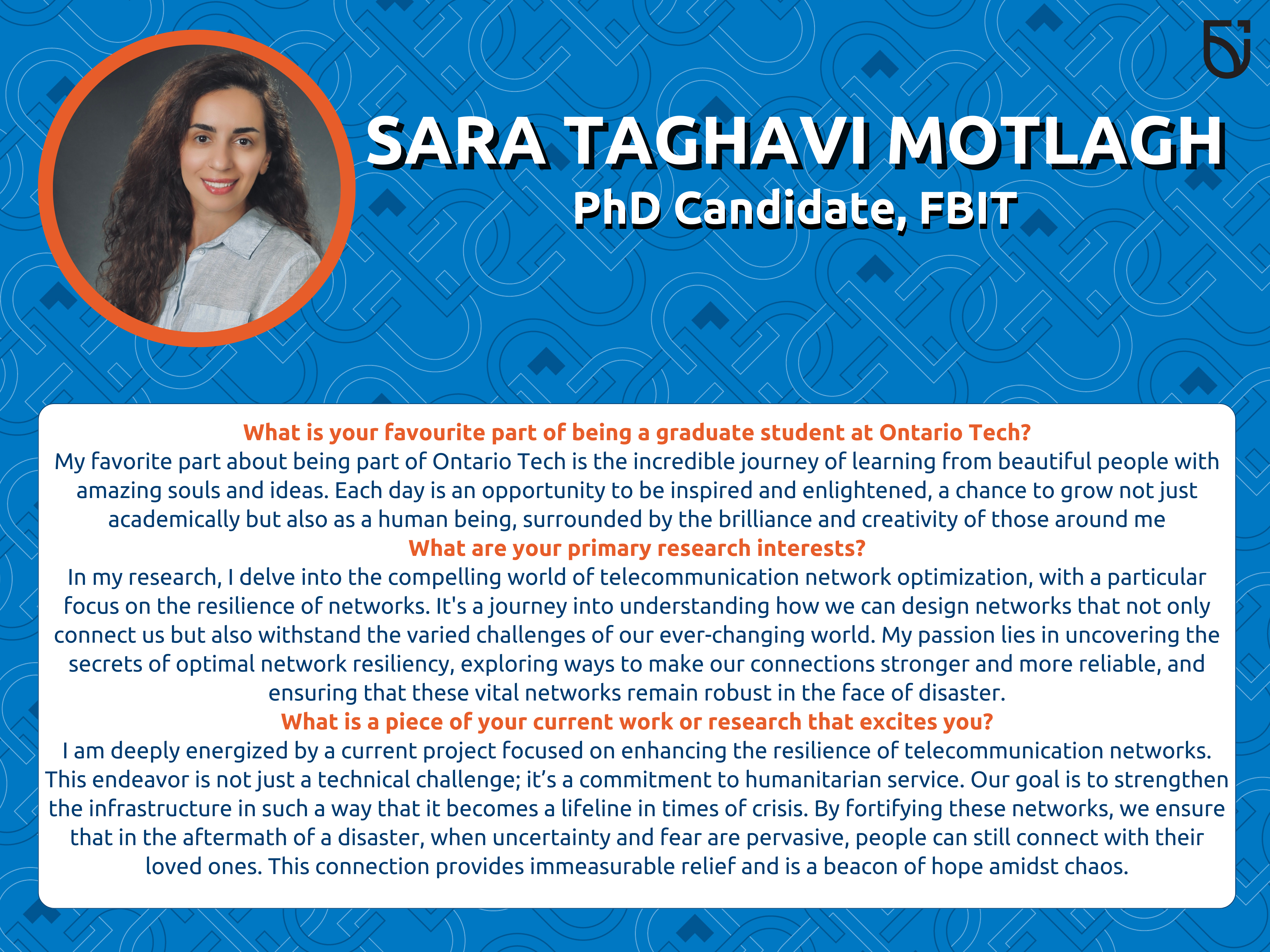 This photo is a Women’s Wednesday feature of Sarah Motlagh, a PhD Candidate in the Faculty of Business & IT